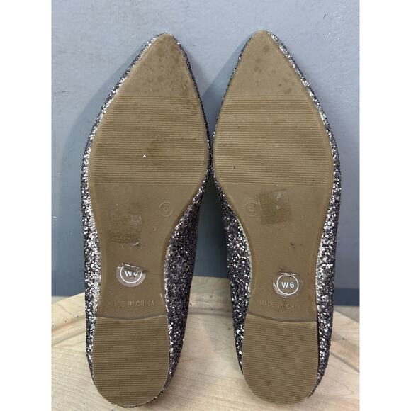 Gap Shoes Womens Size 6 Silver‎ Glitter Pointed Toe Ballet Flats Sparkle Party - Picture 8 of 10